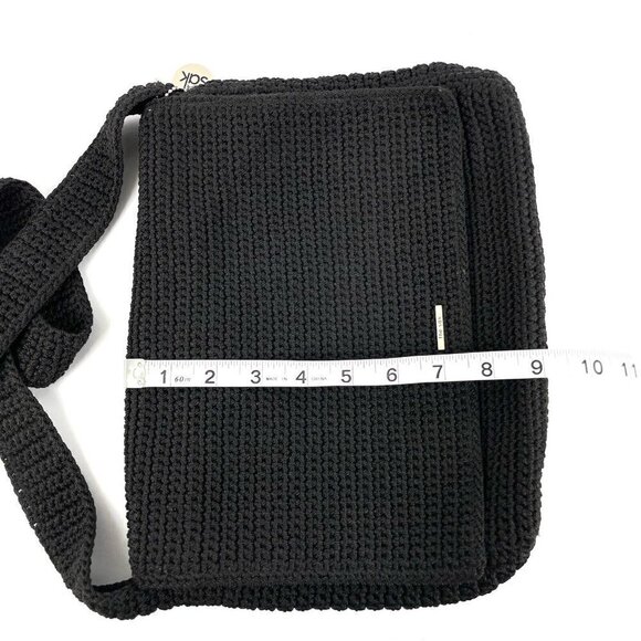 The Sak Crochet Handbag Black Flap Boho Shoulder Bag Purse Bag Charm - Picture 9 of 10